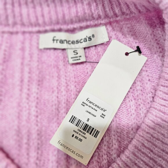 NWT Women's Francesca's V-Neck Cropped Sweater‎ Pink Size S - Picture 4 of 7